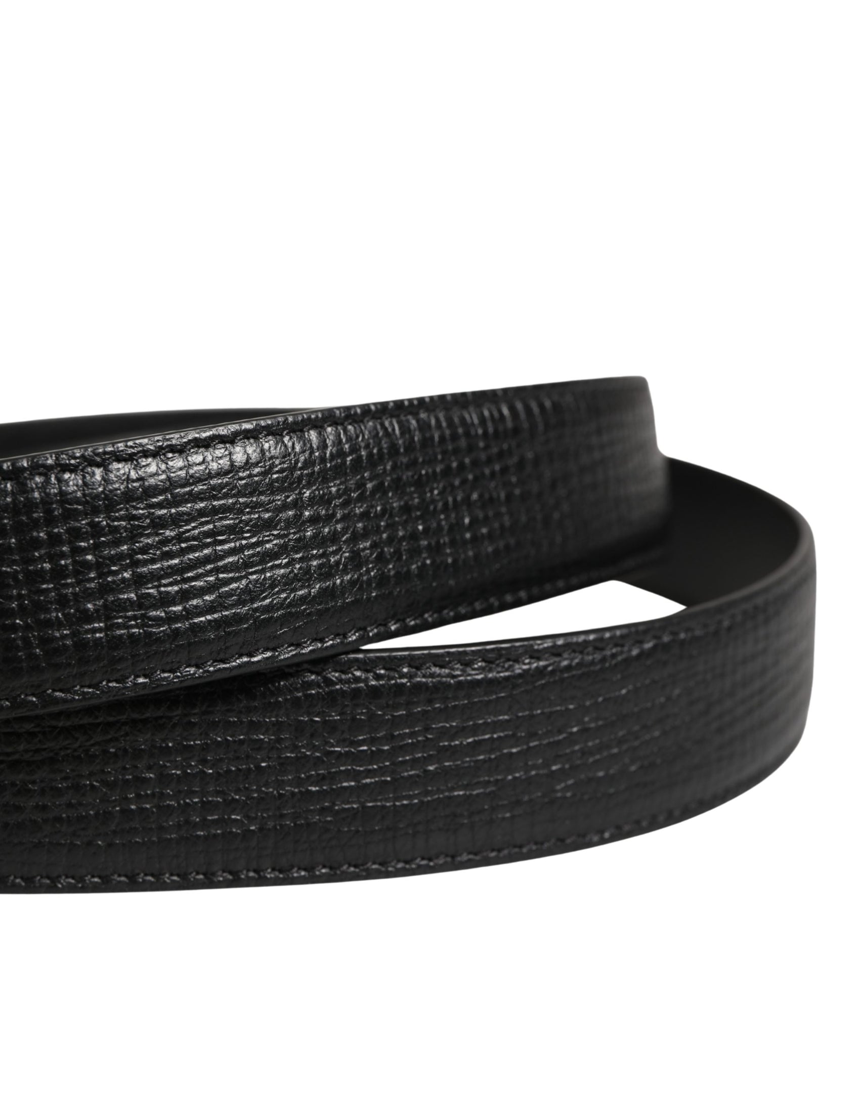 Dolce & Gabbana Men Black Classic Leather Metal Buckle Belt