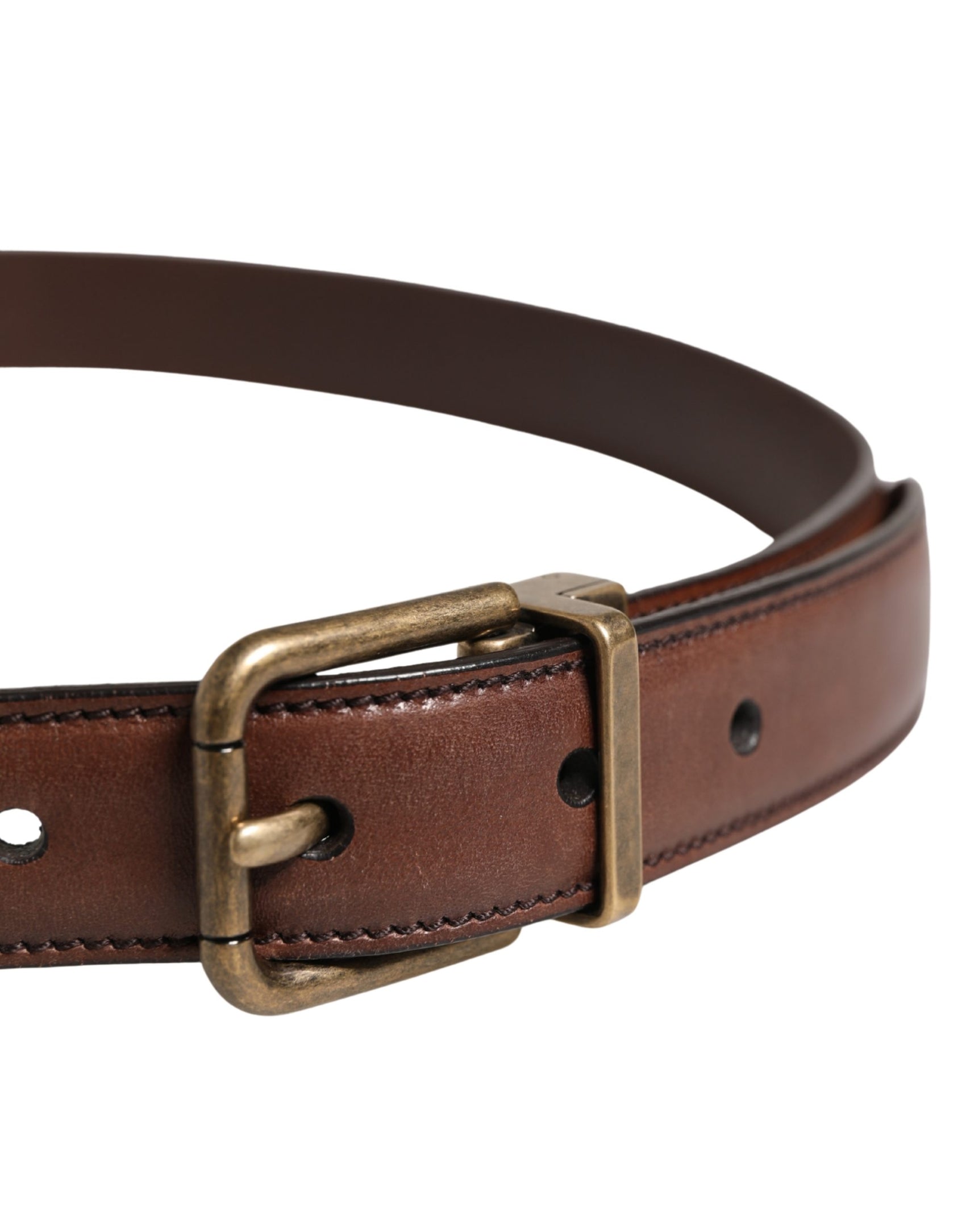 Dolce & Gabbana Men Brown Classic Leather Metal Buckle Belt