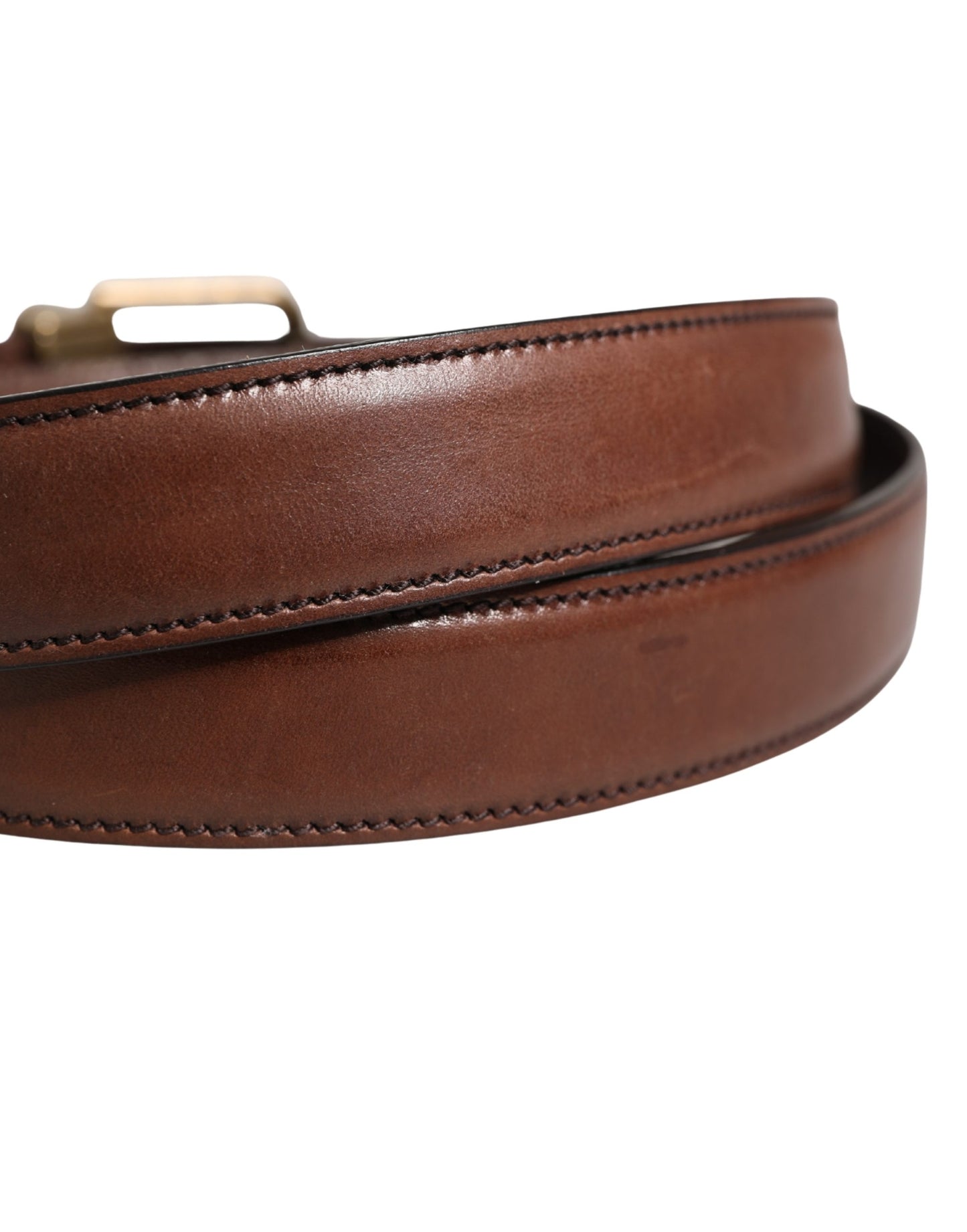 Dolce & Gabbana Men Brown Classic Leather Metal Buckle Belt