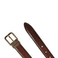 Dolce & Gabbana Men Brown Classic Leather Metal Buckle Belt