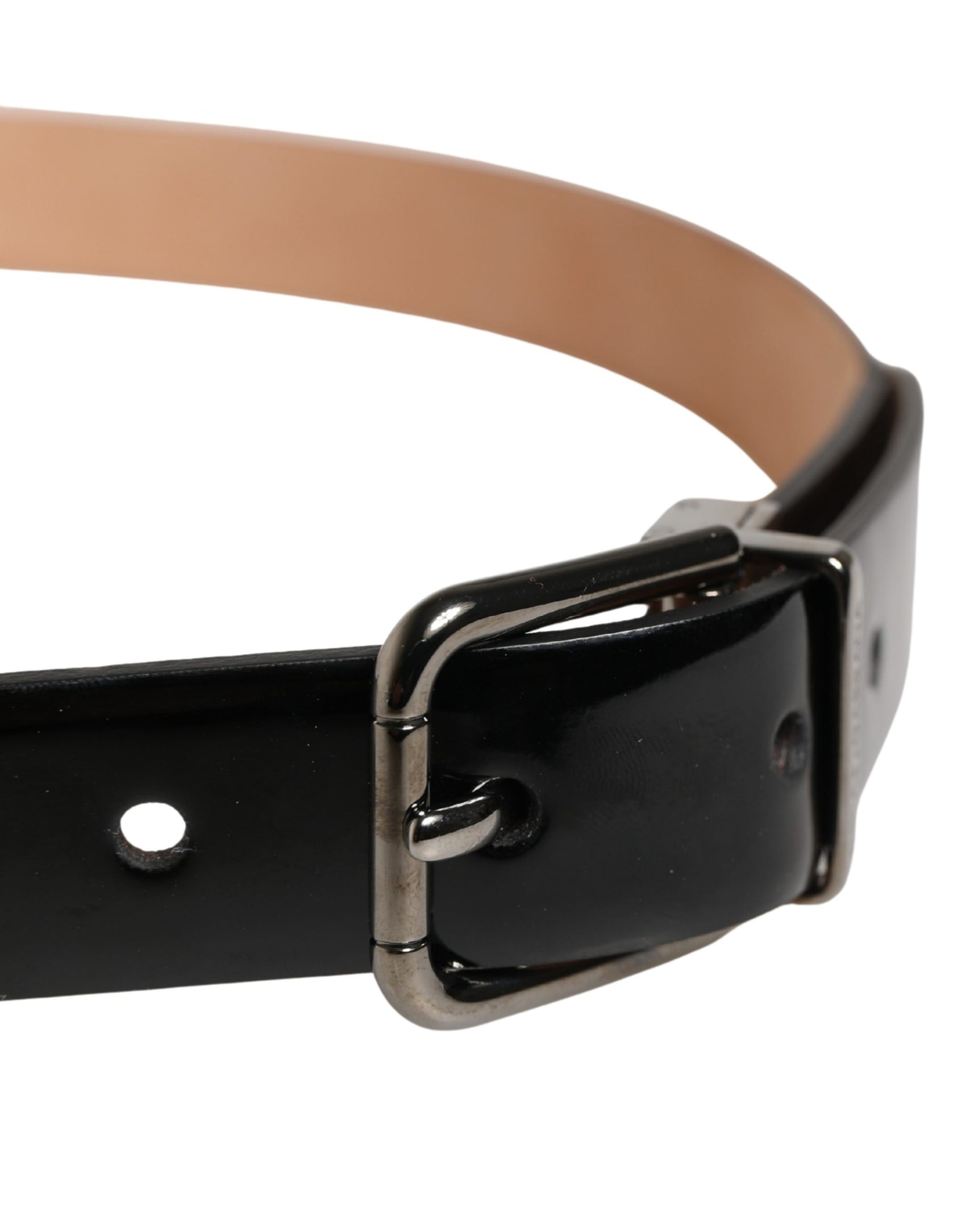 Dolce & Gabbana Men Black Classic Leather Metal Buckle Belt