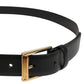 Dolce & Gabbana Men Black Classic Leather Metal Buckle Belt