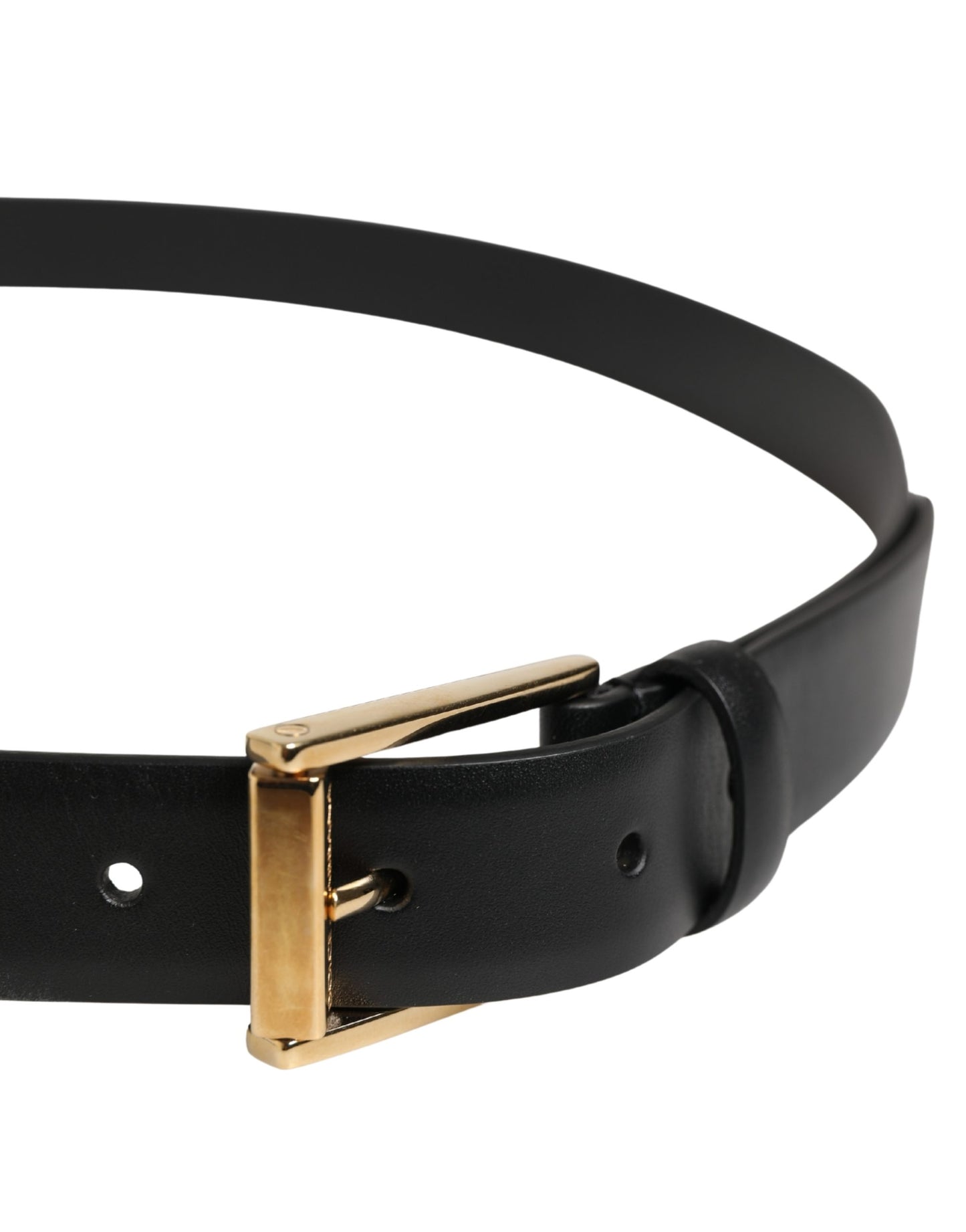 Dolce & Gabbana Men Black Classic Leather Metal Buckle Belt