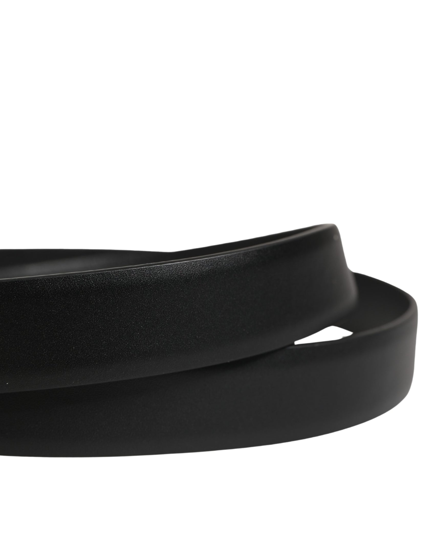 Dolce & Gabbana Men Black Classic Leather Metal Buckle Belt
