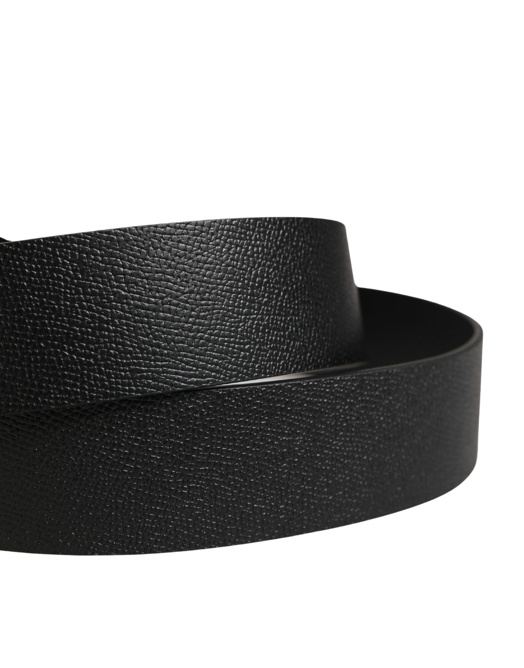 Dolce & Gabbana Men Black Classic Leather Metal Buckle Belt