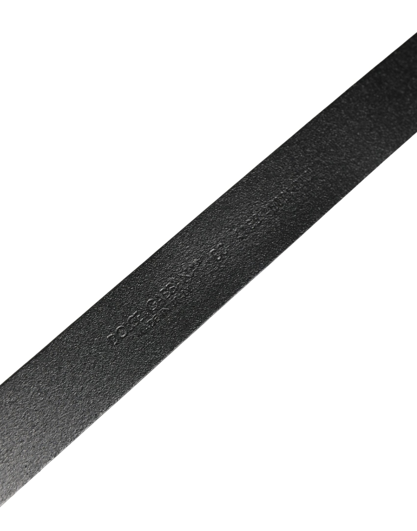 Dolce & Gabbana Men Black Classic Leather Logo Buckle Belt