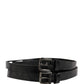 Dolce & Gabbana Black Double Strap Leather Silver Buckle Belt