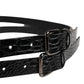 Dolce & Gabbana Black Double Strap Leather Silver Buckle Belt