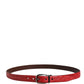 Dolce & Gabbana Men Red Exotic Leather Metal Buckle Belt