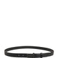 Dolce & Gabbana Men Black Calf Leather Logo Metal Buckle Belt