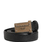 Dolce & Gabbana Men Black Calf Leather Logo Metal Buckle Belt