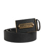 Dolce & Gabbana Men Black Calf Leather Metal Buckle Belt