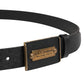 Dolce & Gabbana Men Black Calf Leather Metal Buckle Belt