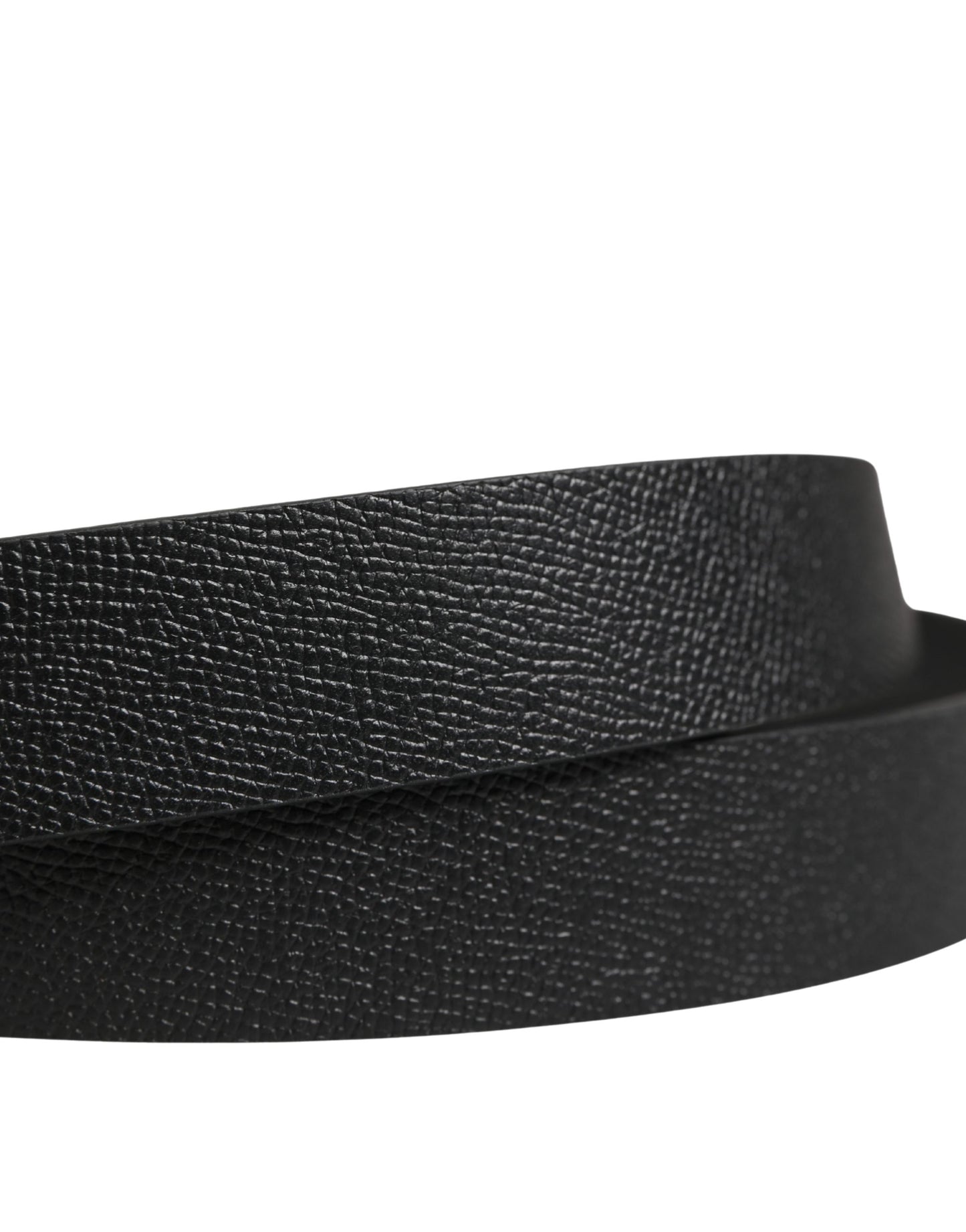 Dolce & Gabbana Men Black Calf Leather Metal Buckle Belt
