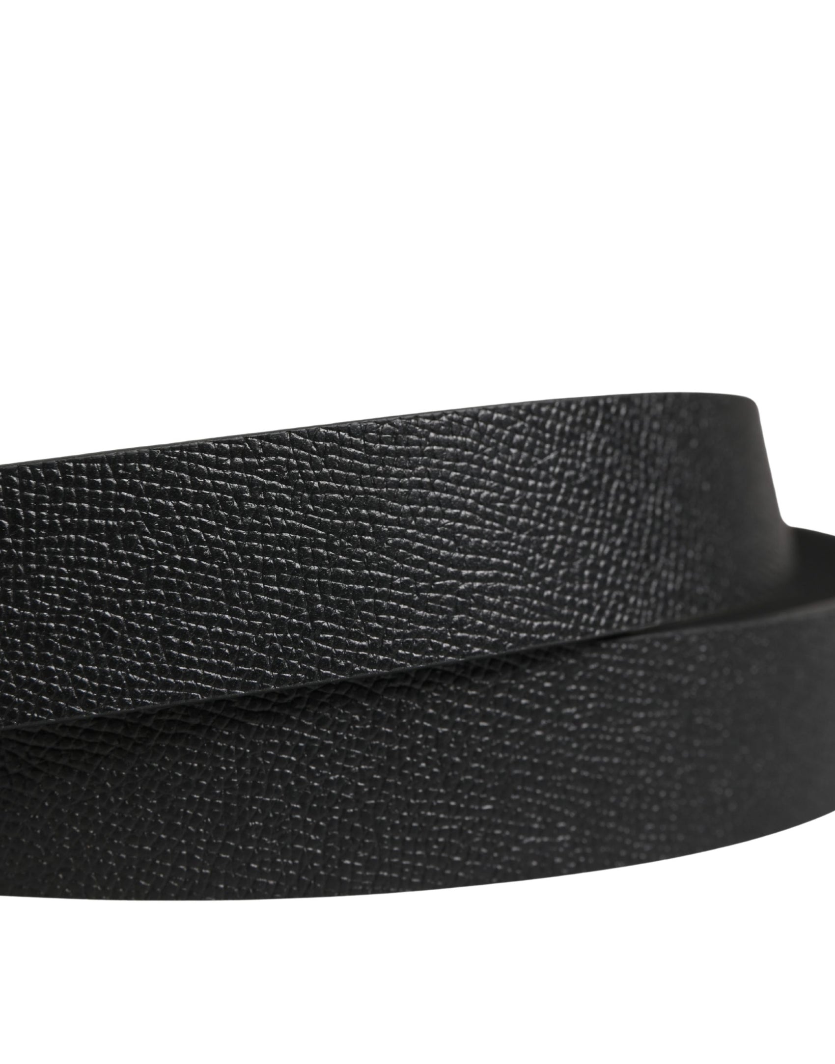 Dolce & Gabbana Men Black Calf Leather Metal Buckle Belt