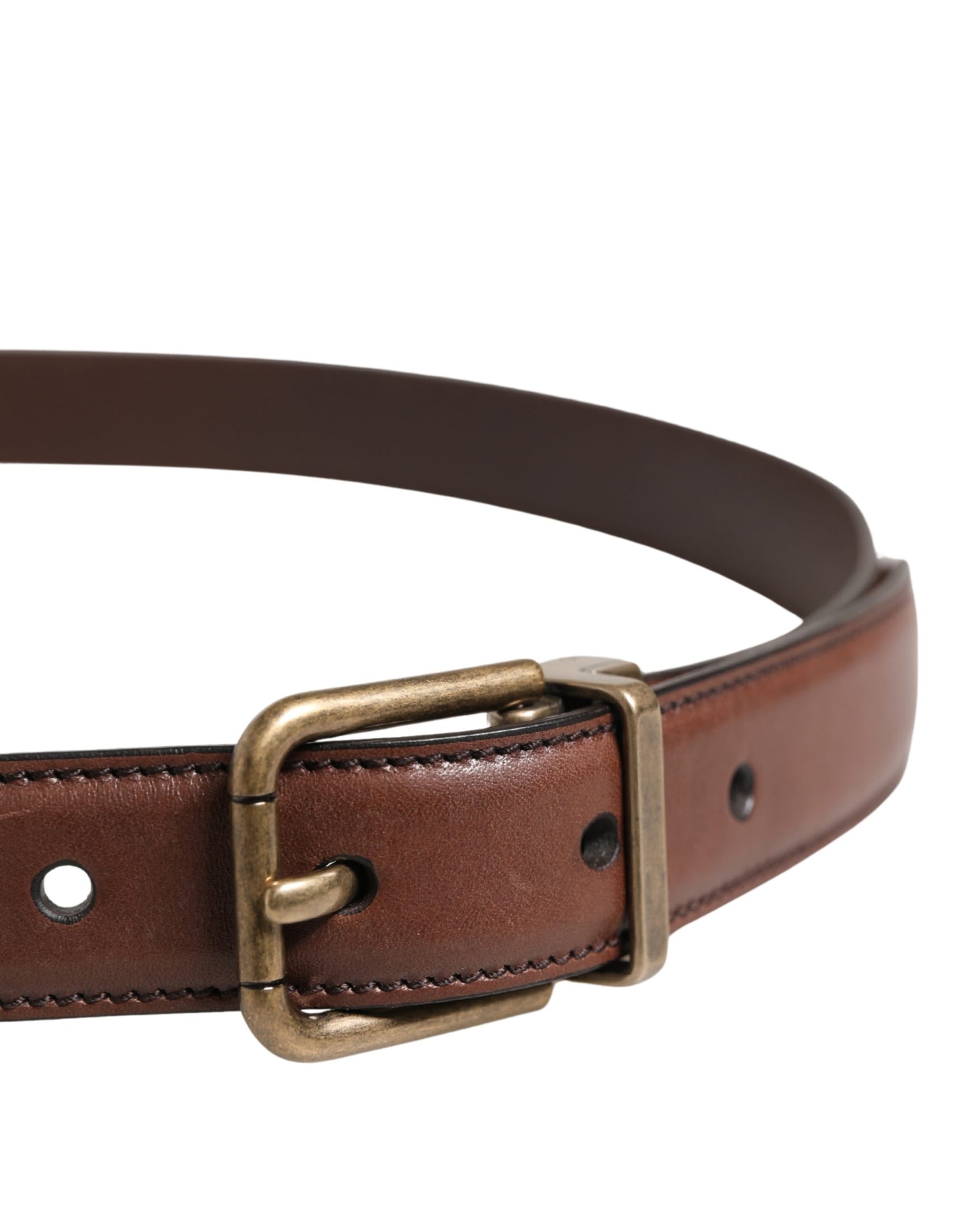 Dolce & Gabbana Men Brown Classic Leather Metal Buckle Belt