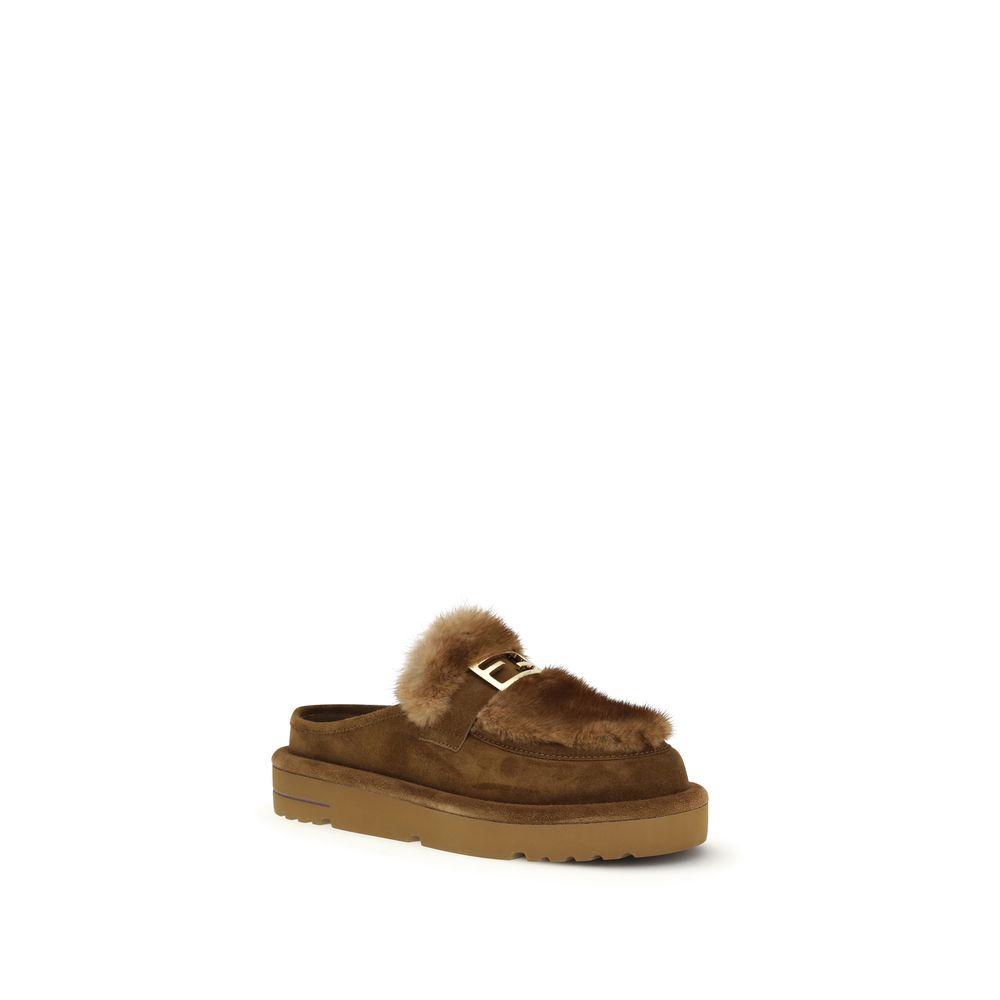 Fendi Brown Lamb Ovis Aries Aries Mules