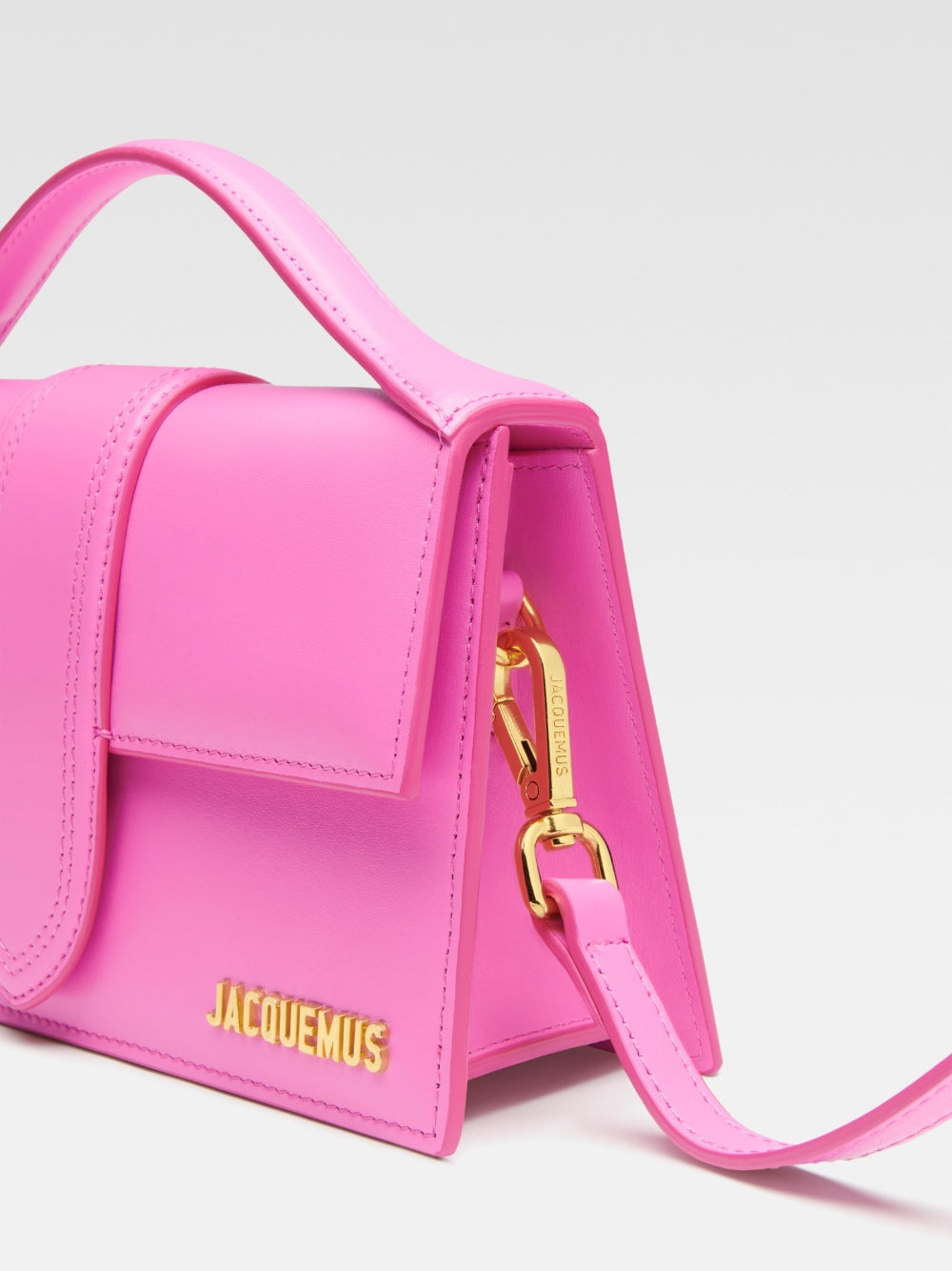 Jacquemus Neon Pink Leather Le Grand Bambino Handbag