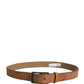 Dolce & Gabbana Men Brown Leather Classic Metal Buckle Belt