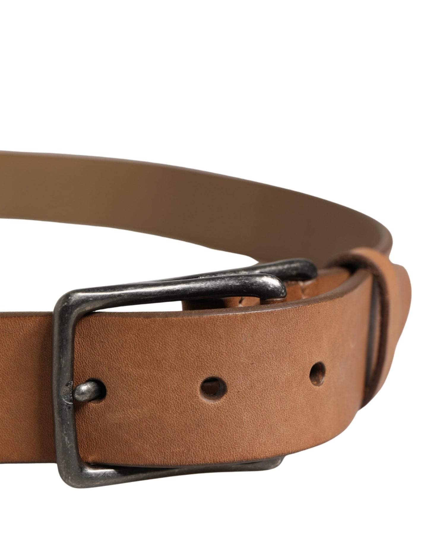 Dolce & Gabbana Men Brown Leather Classic Metal Buckle Belt