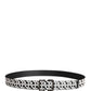 Dolce & Gabbana White Black Logo Leather Metal Buckle Belt