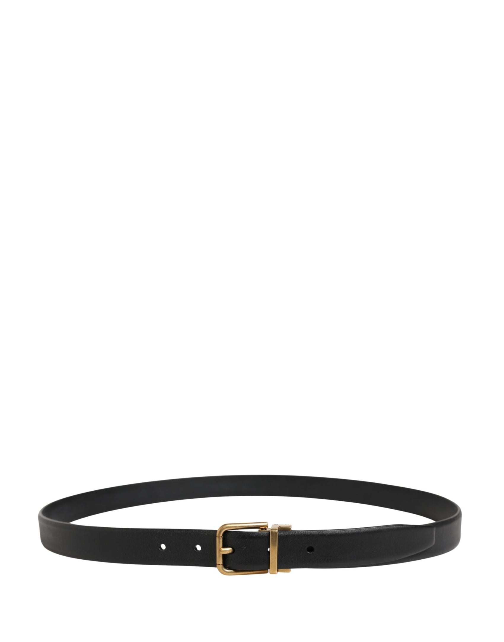Dolce & Gabbana Men Black Classic Leather Metal Buckle Belt