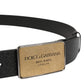 Dolce & Gabbana Black Classic Leather Logo Metal Buckle Belt