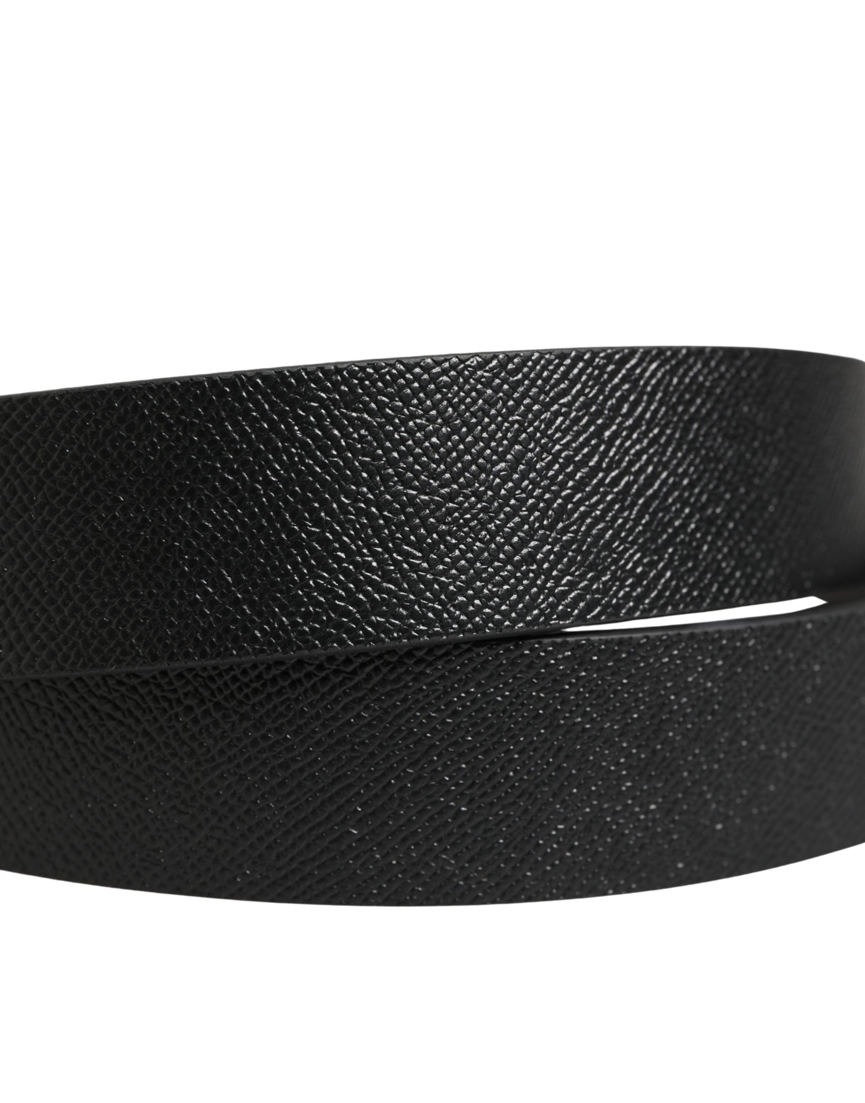 Dolce & Gabbana Black Classic Leather Logo Metal Buckle Belt