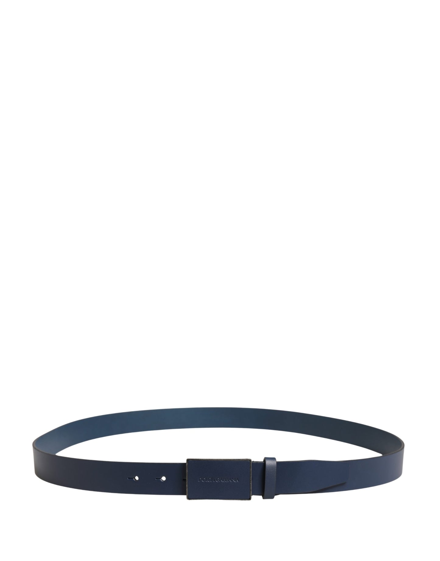 Dolce & Gabbana Men Blue Calf Leather Logo Metal Buckle Belt