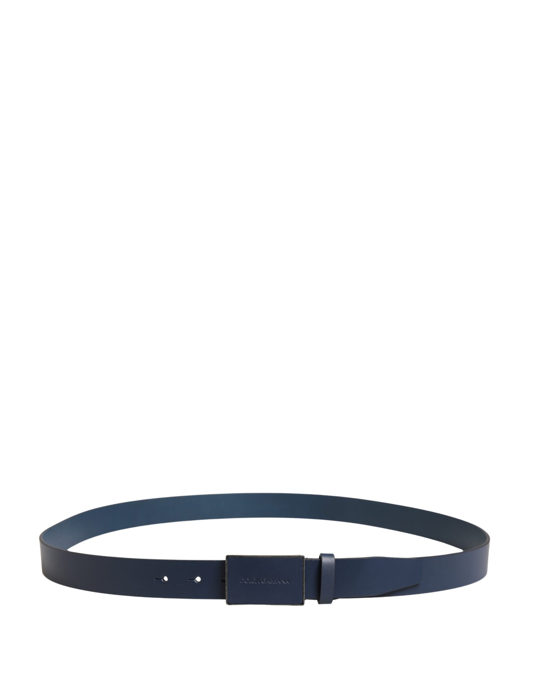 Dolce & Gabbana Men Blue Calf Leather Logo Metal Buckle Belt