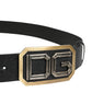 Dolce & Gabbana Men Black Leather DG Logo Metal Buckle Belt