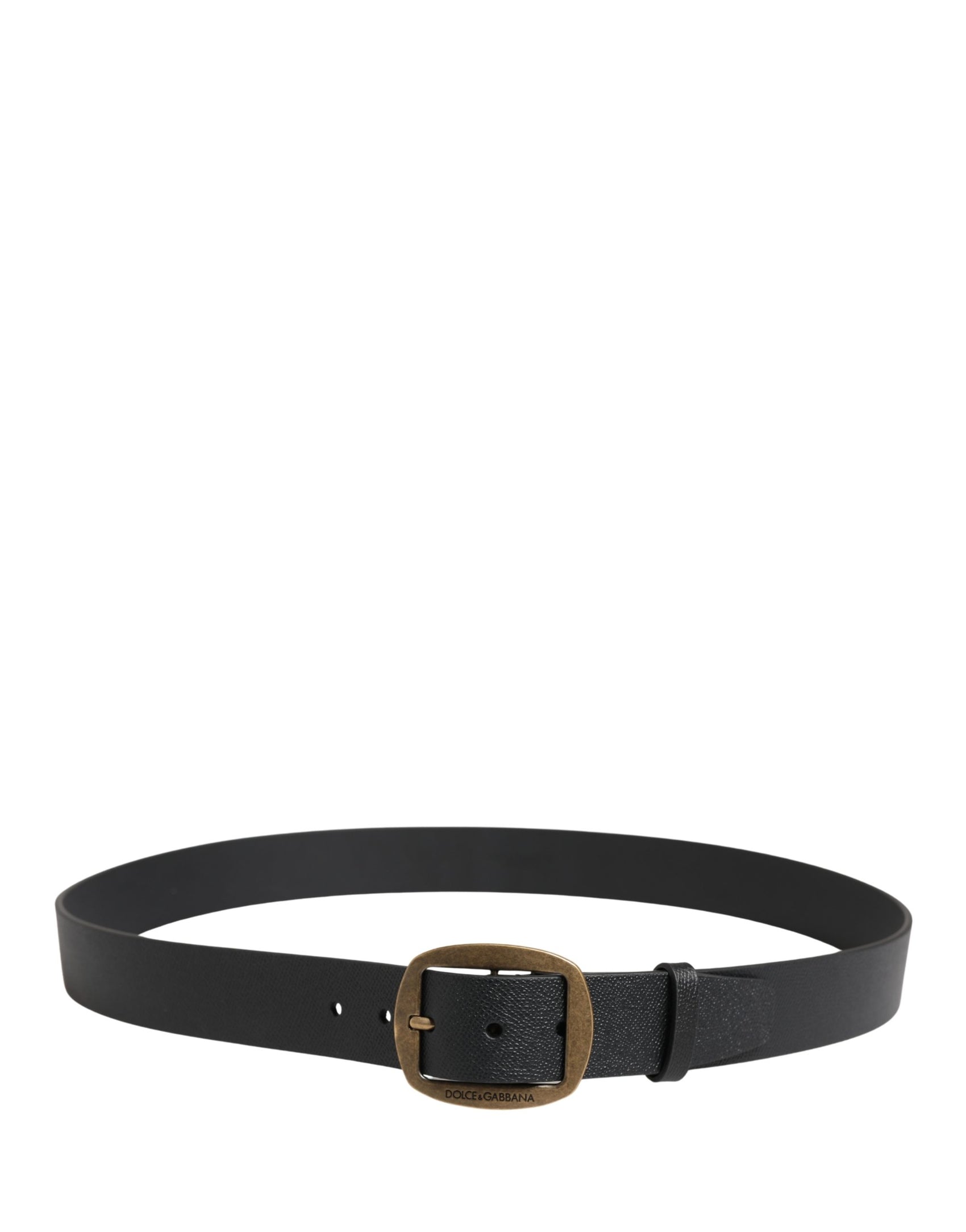 Dolce & Gabbana Men Black Classic Leather Metal Buckle Belt