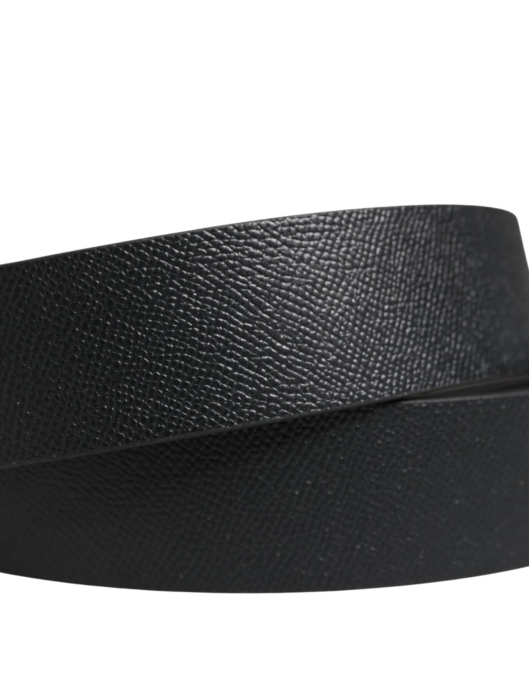 Dolce & Gabbana Men Black Classic Leather Metal Buckle Belt