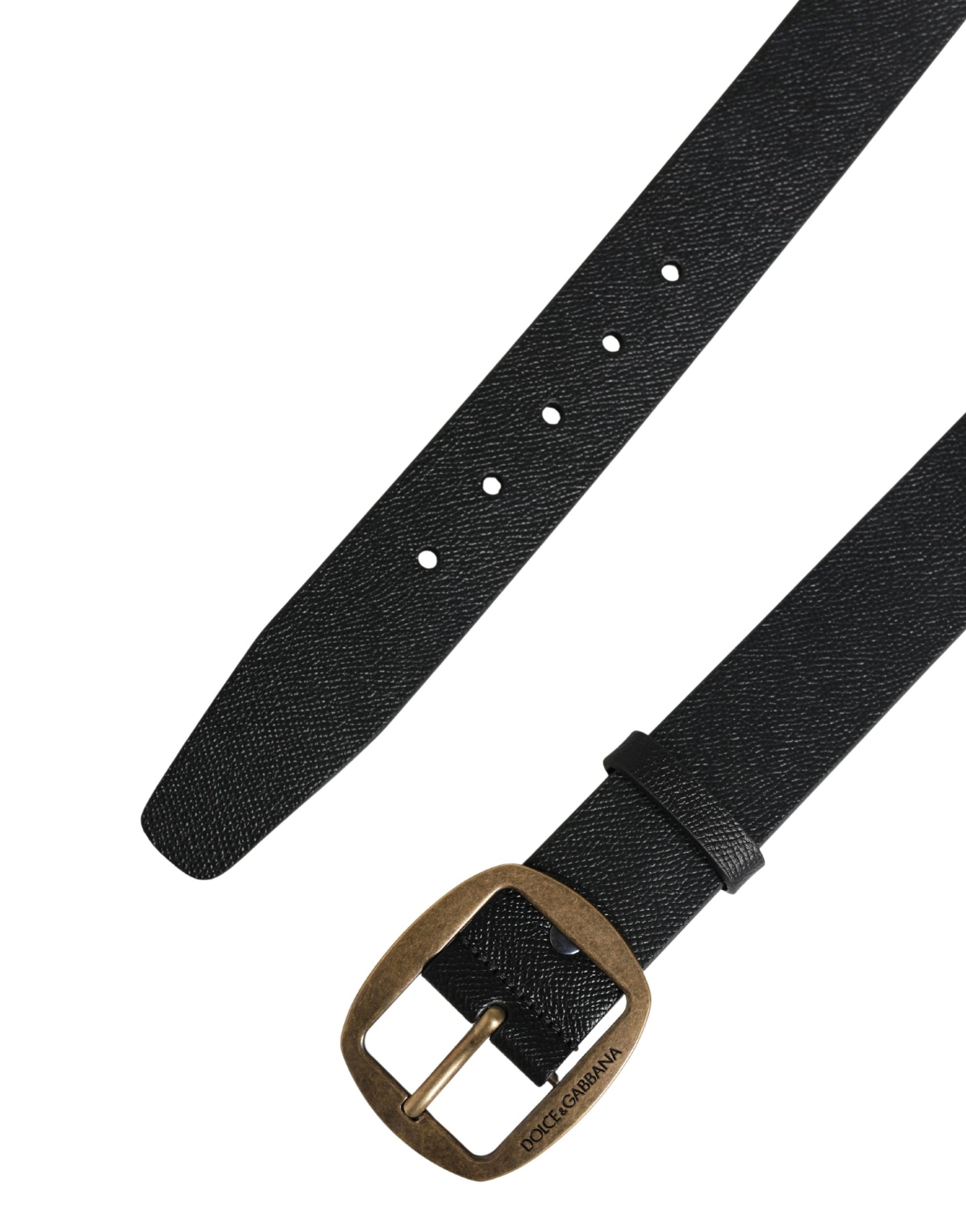 Dolce & Gabbana Men Black Classic Leather Metal Buckle Belt