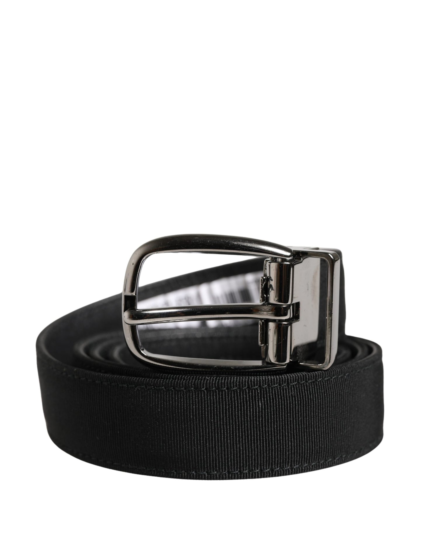 Dolce & Gabbana Men Black Viscose Silver Metal Buckle Belt