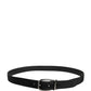 Dolce & Gabbana Men Black Viscose Silver Metal Buckle Belt