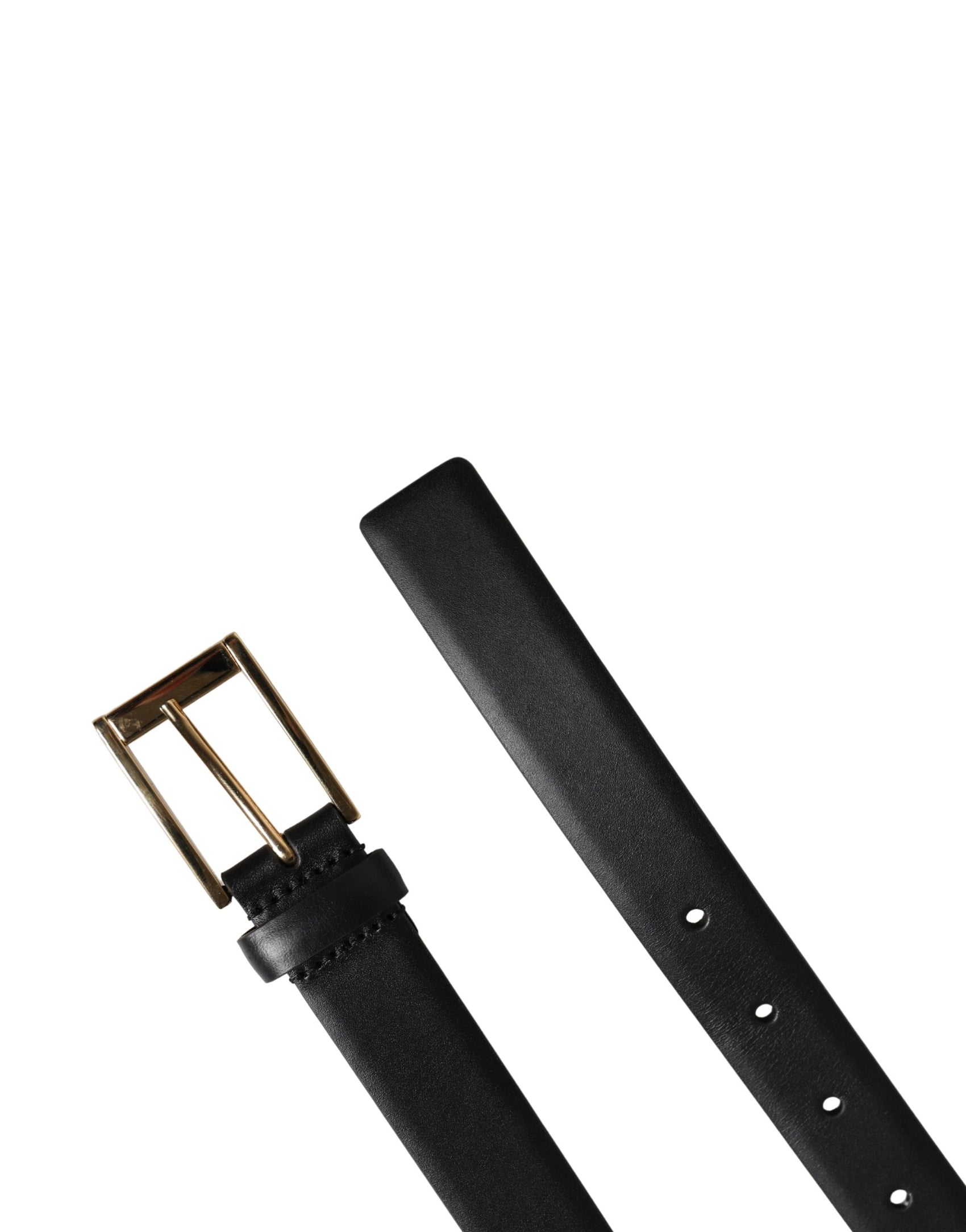 Dolce & Gabbana Men Black Classic Leather Metal Buckle Belt