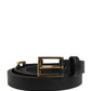 Dolce & Gabbana Men Black Leather Classic Metal Buckle Belt