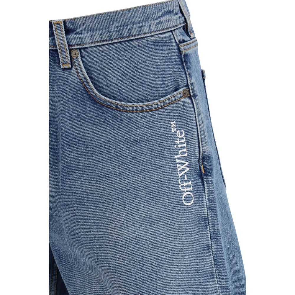 Off-White Blue Cotton Bermuda Shorts