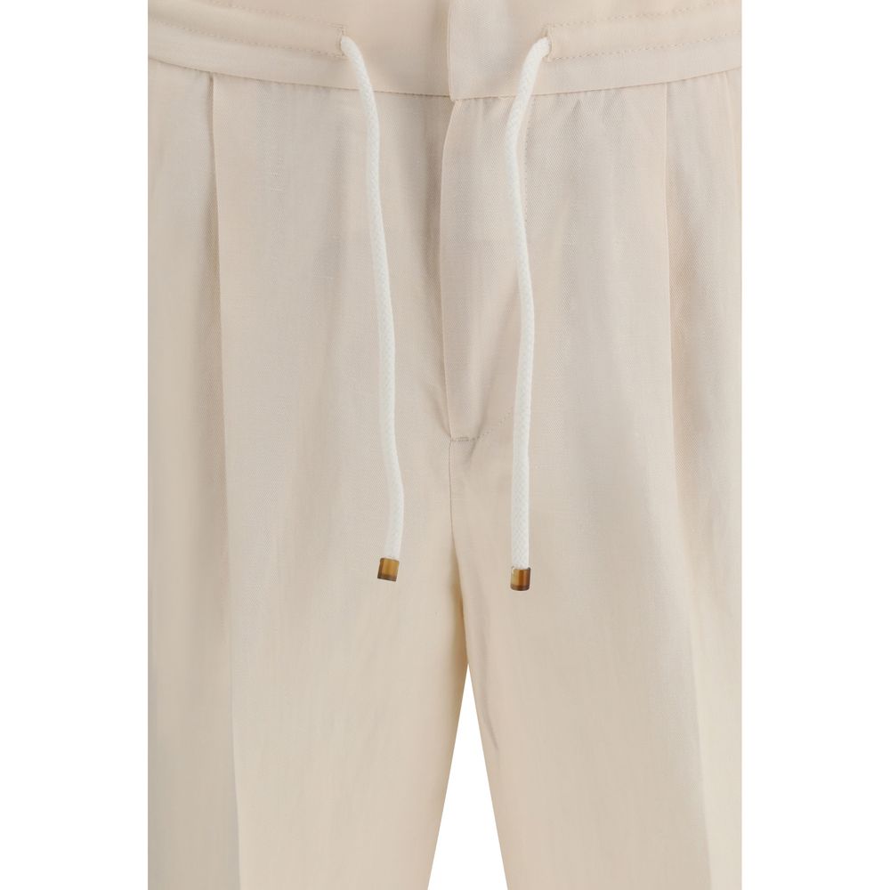 Brunello Cucinelli Beige Linen Casual Pants