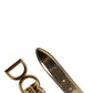 Dolce & Gabbana Gold Leather Black Crystals Metal Buckle Belt