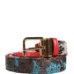 Dolce & Gabbana Multicolor Floral Jacquard Metal Buckle Belt