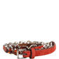 Dolce & Gabbana Red Velvet Crystals Chain Embellished Belt
