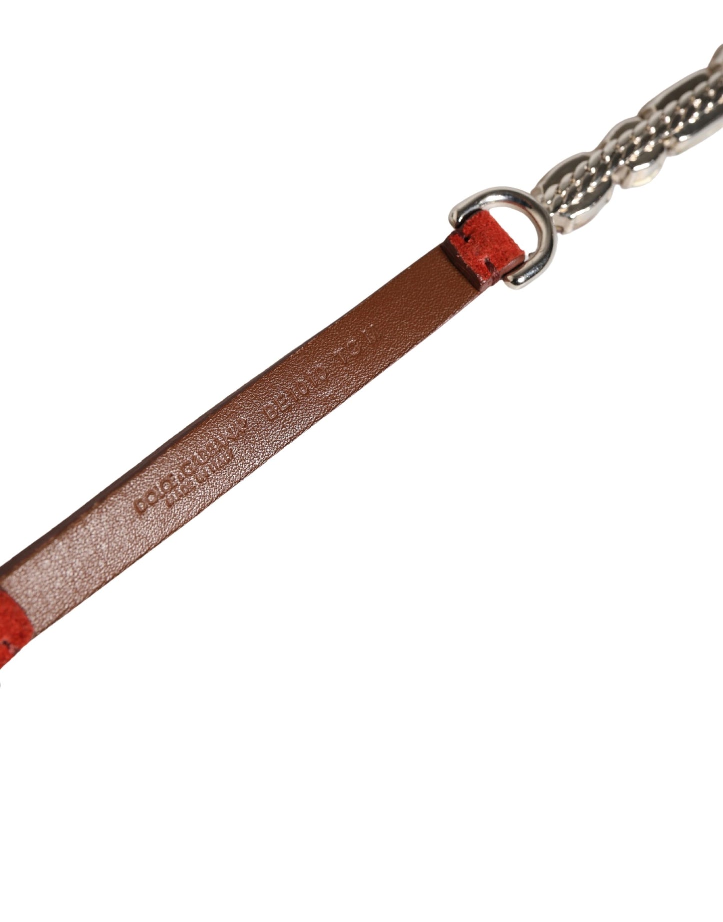 Dolce & Gabbana Red Velvet Crystals Chain Embellished Belt