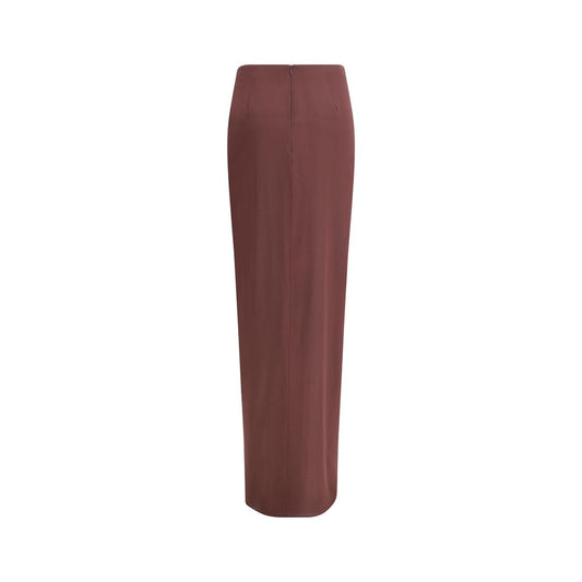 The Andamane Brown Silk Midi Skirt