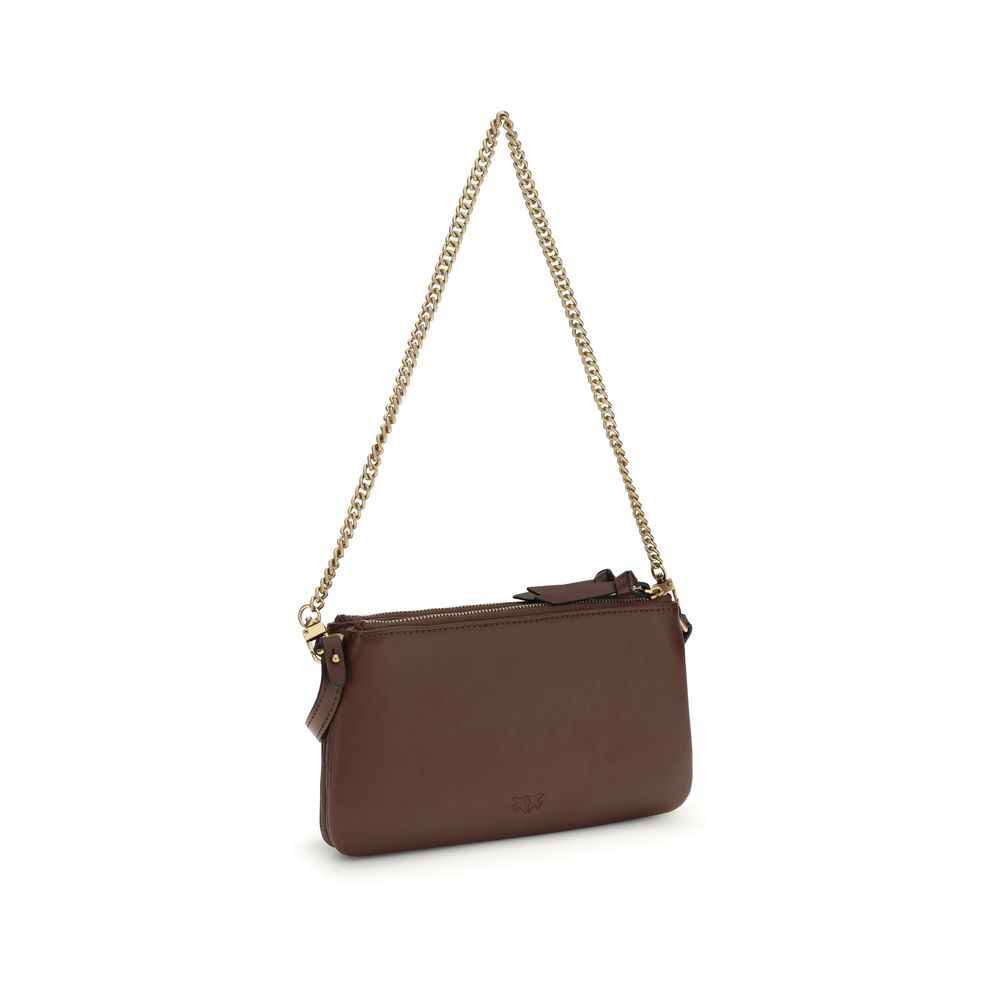 PINKO Brown Calf Leather Bos Taurus Shoulder Bag