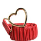 Dolce & Gabbana Red Leather Gold Heart Metal Buckle Belt