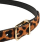 Dolce & Gabbana Brown Calf Fur Leopard Metal Buckle Belt