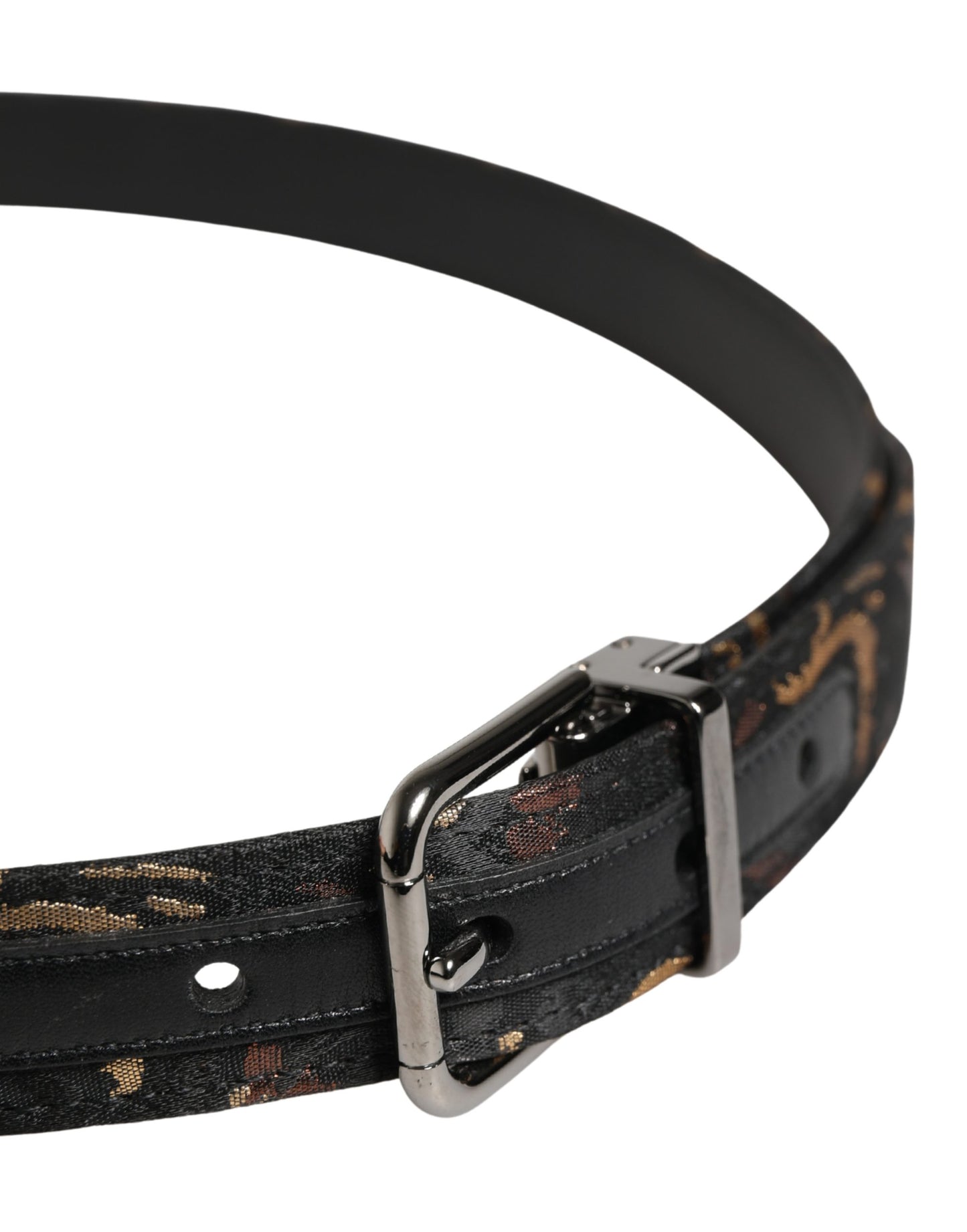 Dolce & Gabbana Multicolor Jacquard Silver Metal Buckle Belt