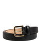 Dolce & Gabbana Black Classic Leather Gold Metal Buckle Belt